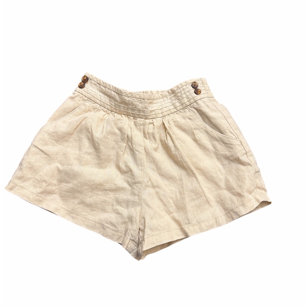 Linen-Cotton Button Short - Picture 3 of 4